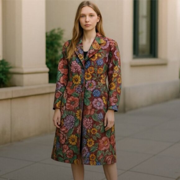 Nordic House Designs cotton Floral Trench Coat (XL) - Picture 9 of 9